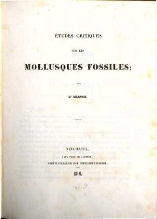 Études critiques sur les mollusques fossiles