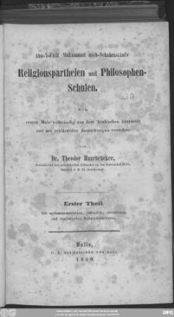 1: Die muhammedanischen, jüdischen, christlichen und dualistischen Religionspartheien