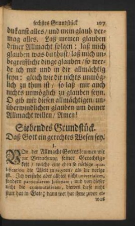 Siebendes Grundstück. Daß Gott ein gerechtes Wesen sey.