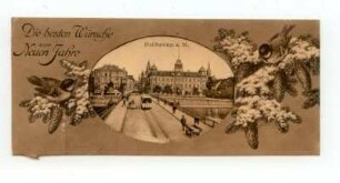 Grußkarte mit Neckarbrücke und Postamt 1 (Kaiserstraße 2)