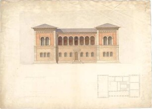 Neureuther, Gottfried von; Villenentwurf - Grundriss, Ansicht