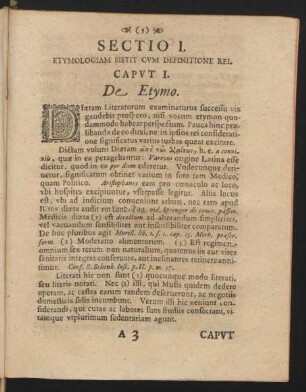 Sectio I. Etymologiam Sistit Cum Definitione Rei.