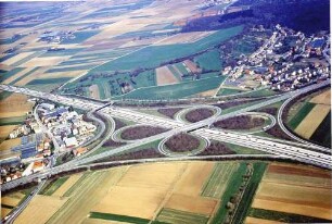 AS Stuttgart-Zuffenhausen, Blick in Richtung Ost. Bepflanzung, Überführung der B 10 in km 572,811