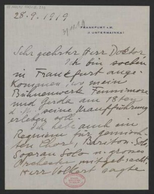 Brief an Unbekannt : 28.09.1919