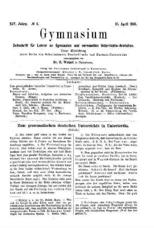 Zum grammatischen deutschen Unterrichte in Untertertia : (Schluß)