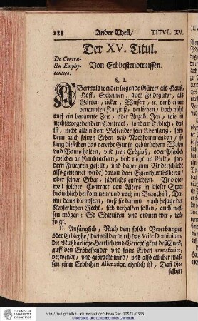 Der XV. Titul. Von Erbbestentnussen
