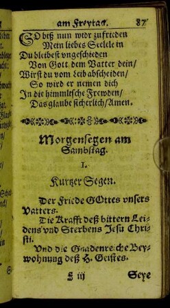 Morgensegen am Sambstag.