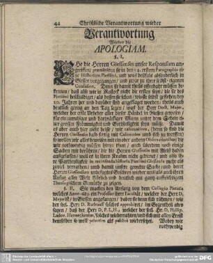 Verantwortung Wieder die Apologiam
