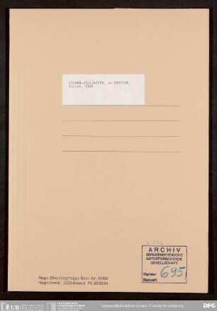 Briefe von Heinrich Escher-Zollikofer an Carl Wilhelm Cordier zu entomologischen Themen