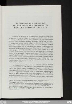 Sainthood As A Means Of Self-Defense In Seventeenth-Century Ottoman Anatolia