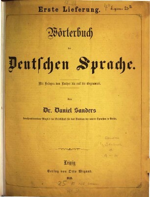 Wörterbuch der deutschen Sprache : mit Belegen von Luther bis auf die Gegenwart, 1. A - K