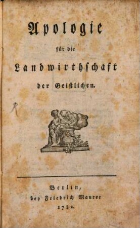 Apologie für die Landwirthschaft der Geistlichen