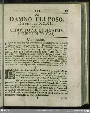 De Damno Culposo, Discursus XXXIII. Defendens Christoph. Ernestus Leuschner, Ged.