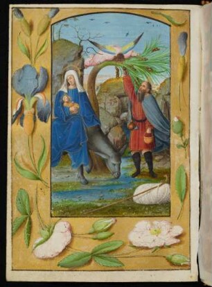 Miniatur (Flucht nach Ägypten) mit Streumusterbordüre