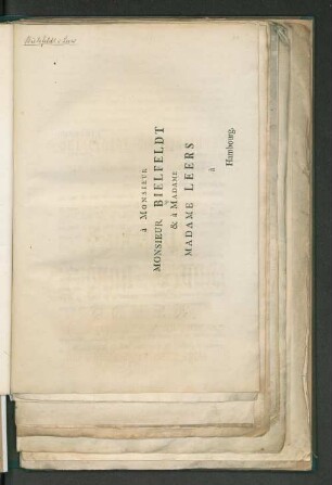 Amoureux! : [à Monsieur Monsieur Bielfeldt & à Madame Madame Leers à Hambourg]