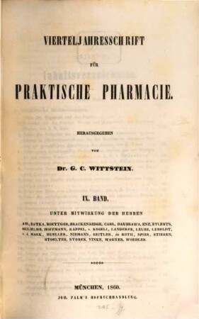 Vierteljahresschrift für praktische Pharmacie. 9. 1860