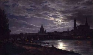 Blick auf Dresden bei Vollmondschein