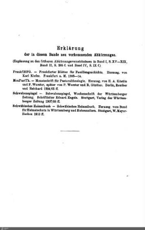 Erklärung der in diesem Bande neu vorkommenden Abkürzungen