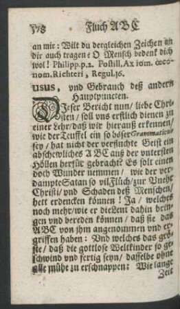 Usus, und Gebrauch deß andern Hauptpuncten.