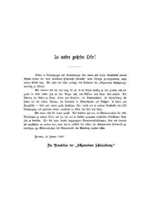 An unsere geehrten Leser!