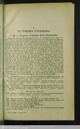 A. Die kirchlichen Oberbehörden