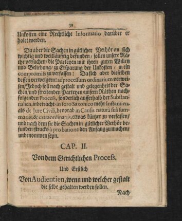Cap. II. Von dem Gerichtlichen Process.
