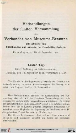 5: Verhandlungen der ... Versammlung des Verbandes von Museums-Beamten zur Abwehr von Fälschungen und Unlauterem Geschäftsgebaren