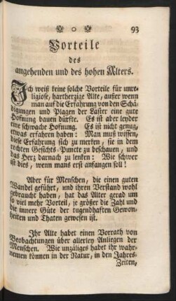 Vorteile des angehenden und des hohen Alters.