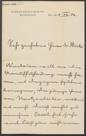 Brief an Ludwig Strecker  und B. Schott's Söhne : 01.07.1904