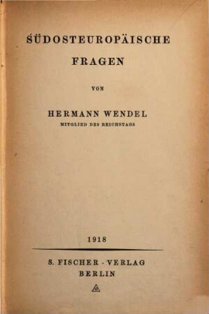 Südosteuropäische Fragen