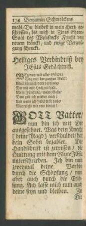 Heiliges Verbindniß bey JEsus Gedächtniß
