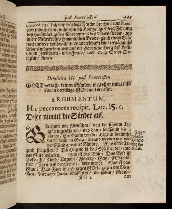 443-465, Dominica III. post Pentecosten; Dominica IV. post Pentecosten