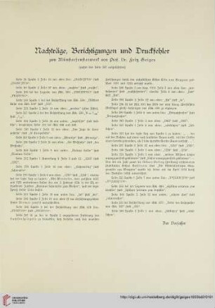 Nachträge, Berichtigungen und Druckfehler