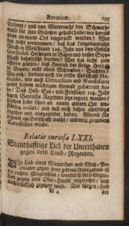 Relatio curiosa LXXI. - Relatio curiosa LXXVII.