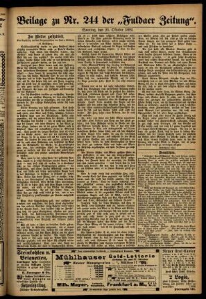 Zweite Ausgabe vom Sonntag, den 23. Oktober 1892.