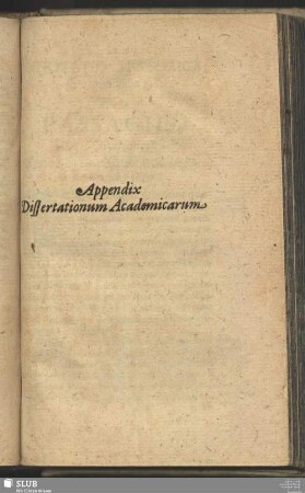 Appendix Dissertationum Academicarum