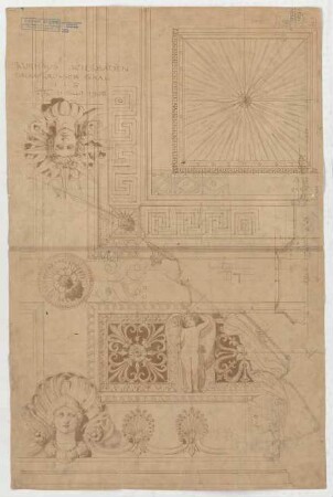 Thiersch, Friedrich von; Wiesbaden; Kurhaus - Decke im Großen Saal (Teilansichten, Schnitt)