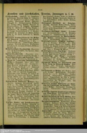 Kranken- und Sterbekassen, Vereine, Innungen usw.