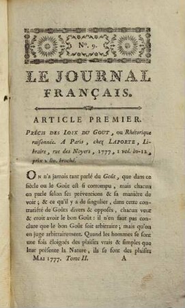Le Journal français, 2. 1777 = Nr. 9 - 16