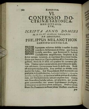 VI. Confessio Doctrinæ Saxonicarum Ecclesiarum, [...]