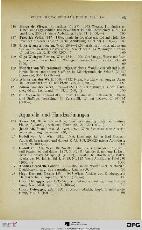 Aquarelle und Handzeichnungen (Nr. 123-148)