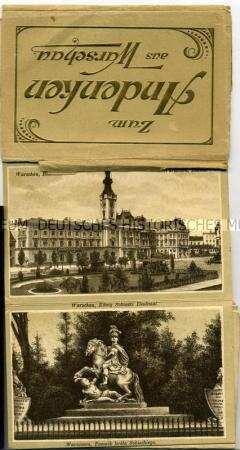 Postkarteneporello mit 16 Ansichten aus Warschau
