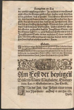Am Fest der heyligen Büsserin Marie Magdalene ...