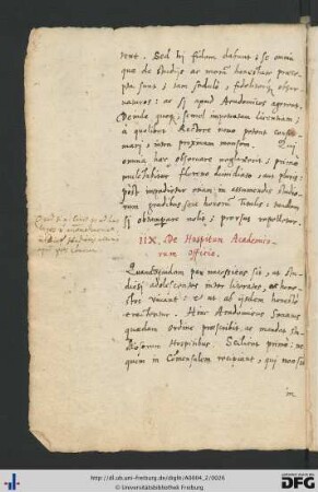 [fol. 9] De hospitum academicorum officio