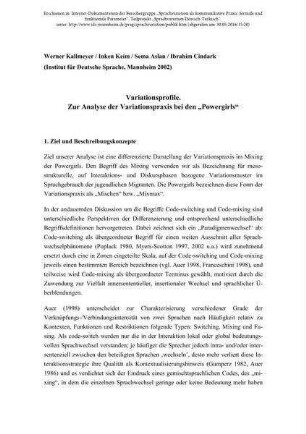 Variationsprofile. Zur Analyse der Variationspraxis bei den „Powergirls“