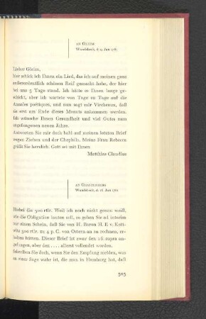 An Gleim Wandsbeck, den 9. Januar 1781