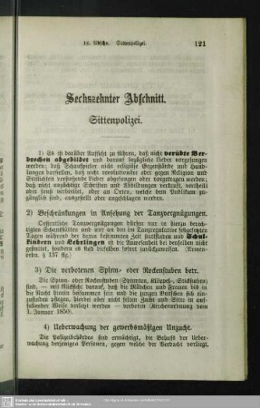 Sechszehnter Abschnitt. Sittenpolizei