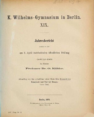Jahresbericht : über das Schuljahr Ostern ..., 1878/79