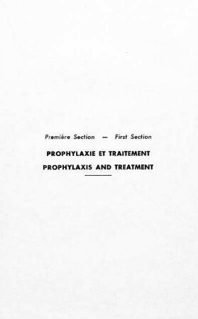 283-348, Première section: Prophylaxie et traitement - First section: Prophylaxis and treatment