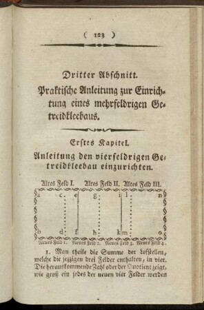 Dritter Abschnitt. Praktische Anleitung zur Einrichtung eines mehrfeldrigen Getreidkleebaus.